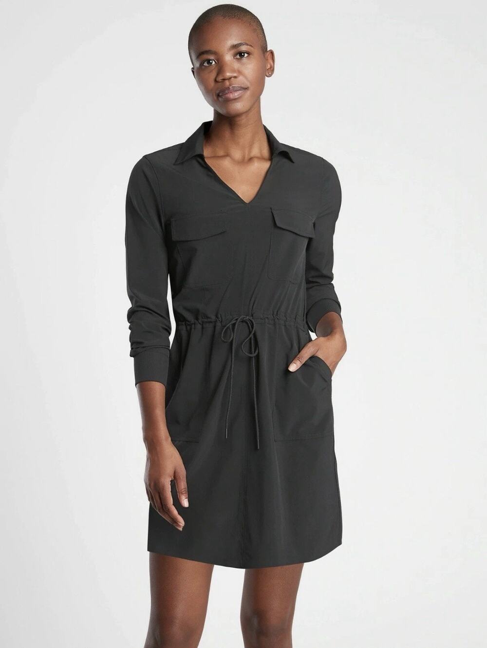 Athleta Zuma Shirtdress Black Size Small Style 657904 Button Front classic chic